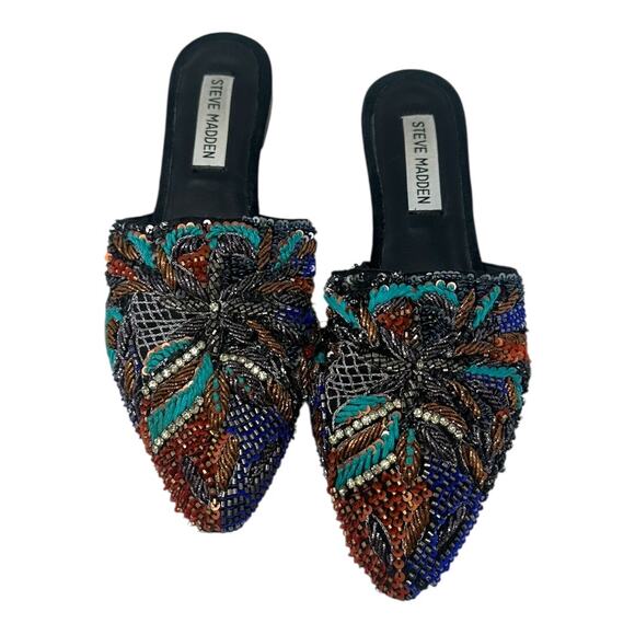 Steve Madden Lyrics Beaded Sequin Slip-On Mules Flats Size 7 Multicolor - Picture 10 of 10